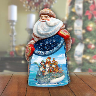 Snowmen Christmas Journey Santa Hand-Painted WOODCARVED Masterpiece Figurine by G. DeBrekht - Christmas Decor - 8203023 *** PRE-ORDER - Handmade Just for You! ***