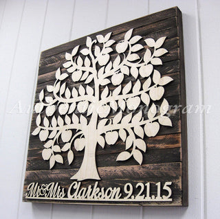Personalized Wedding Guest Book 100 Guest - Wedding Wooden Sign _ Rustic Wall Decor - Custom Family Tree - Custom Guest Book for 100 Guest