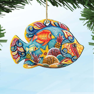 Tropical Fish Christmas Wooden Ornaments by G. DeBrekht - Coastal Holiday Decor - 8126121