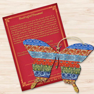 Quilted Butterfly Wooden Ornaments by G. DeBrekht - Easter Spring Decor - 8198718