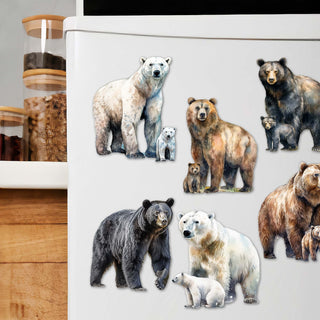 Bear Adventures Decorative Eco Wood Magnets Set of 6 by G. Debrekht - Wildlife Decor - 8090105G-S6