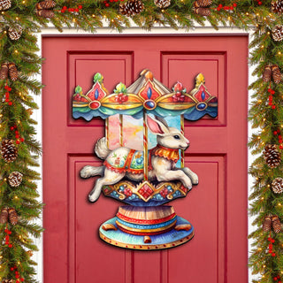 Carousel Bunny Holiday Door Decor by G. Debrekht - Christmas Decor - 8611084H