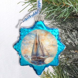 Coastal Decorations Sailboat Keepsake Glass Ornaments by G. Debrekht - Coastal Holiday Decor - 777401