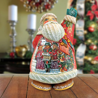 Christmas Chorus Santa Handcrafted Christmas Figurine - G. DeBrekht - Christmas Santa Snowman Decor - 516512