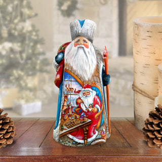 Snowy Workshop Santa Hand-Painted WOODCARVED Masterpiece by G. DeBrekht - Christmas Decor - 243015 *** PRE-ORDER - Handmade Just for You! ***