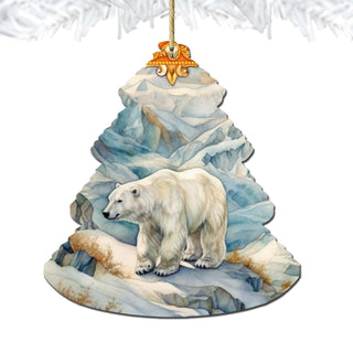 Arctic Glacier Polar Bear Tree Wooden Ornaments by G.Debrekht - Wildlife Holiday Decor - 870011
