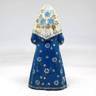 One-of-a-Kind - Girl with Piglet WOODCARVED Figurine 4.5x2x1.5 by G.DeBrekht - Unique Handcrafted and Hand-Painted Collectible