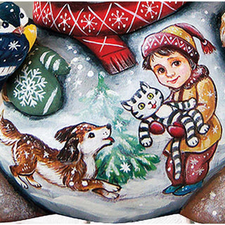 Friends Forever Hand-Painted WOODCARVED Masterpiece by G. DeBrekht - Christmas Santa Snowman Decor - 8215895