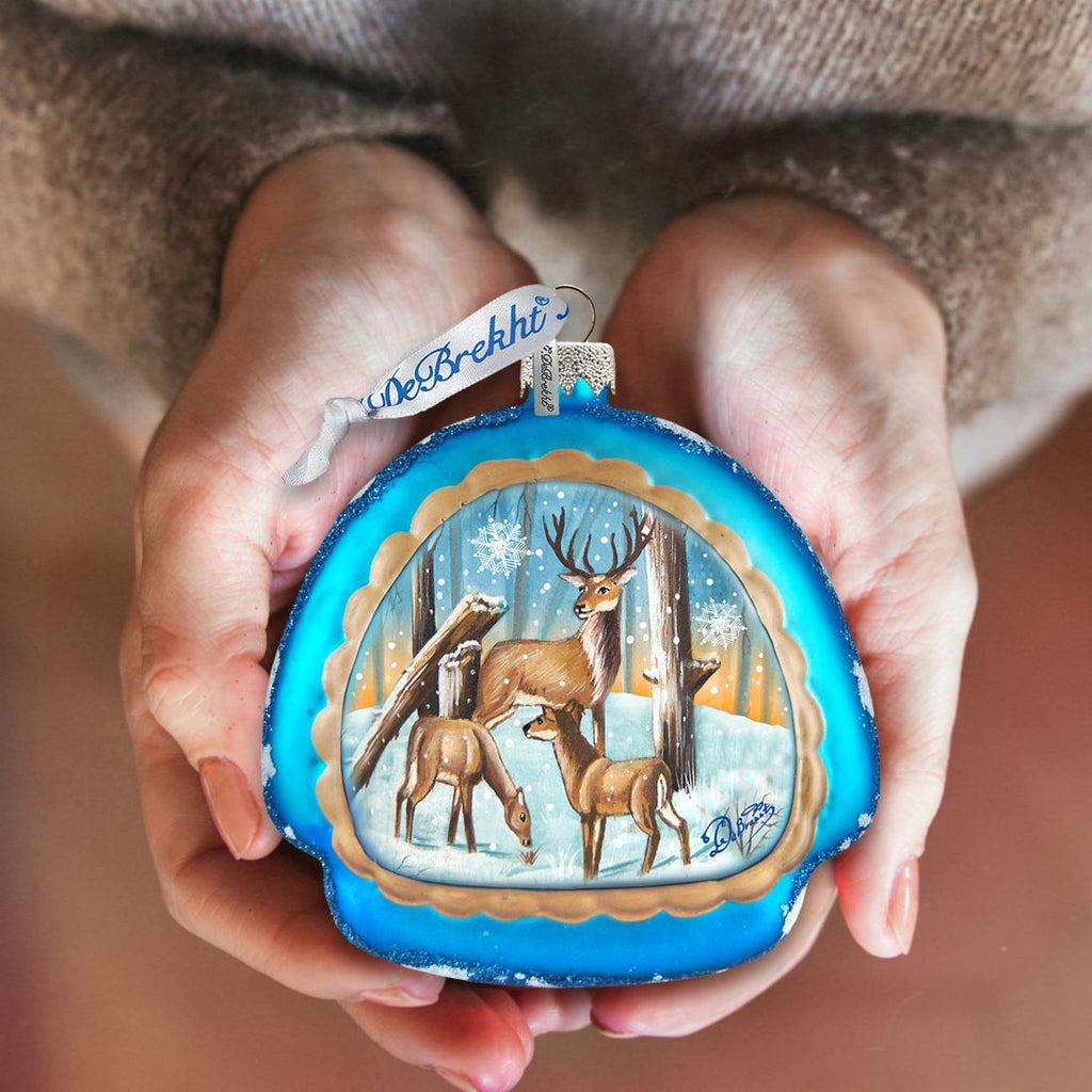 Deer Love Glass Ornament by G. DeBrekht - Wildlife Holiday Decor - 756-011