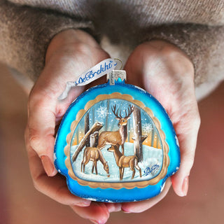 Deer Love Glass Ornament by G. DeBrekht - Wildlife Holiday Decor - 756-011