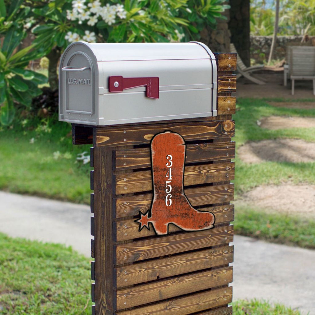 Cowboy Boots Wooden Personalized House Number Sign - Love Family Kids Decor - Handcrafted Wooden Handcrafted Wooden Address Sign - MA989142