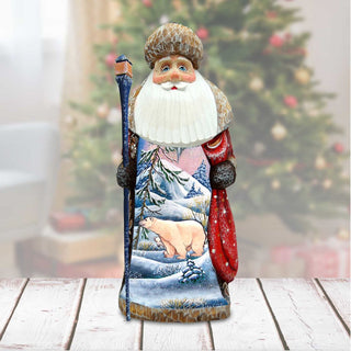 Polar Bear Santa Hand-Painted WOODCARVED Masterpiece by G. DeBrekht - Wildlife Holiday Decor - 242214
