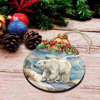 Arctic Glacier Polar Bear Wooden Ornaments by G.Debrekht - Wildlife Holiday Decor - 870021