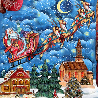 Sleighing in the Night's Skies Santa Hand-Painted WOODCARVED Figurine by G. DeBrekht - Christmas Decor - L291834 *** PRE-ORDER - Handmade Just for You! ***