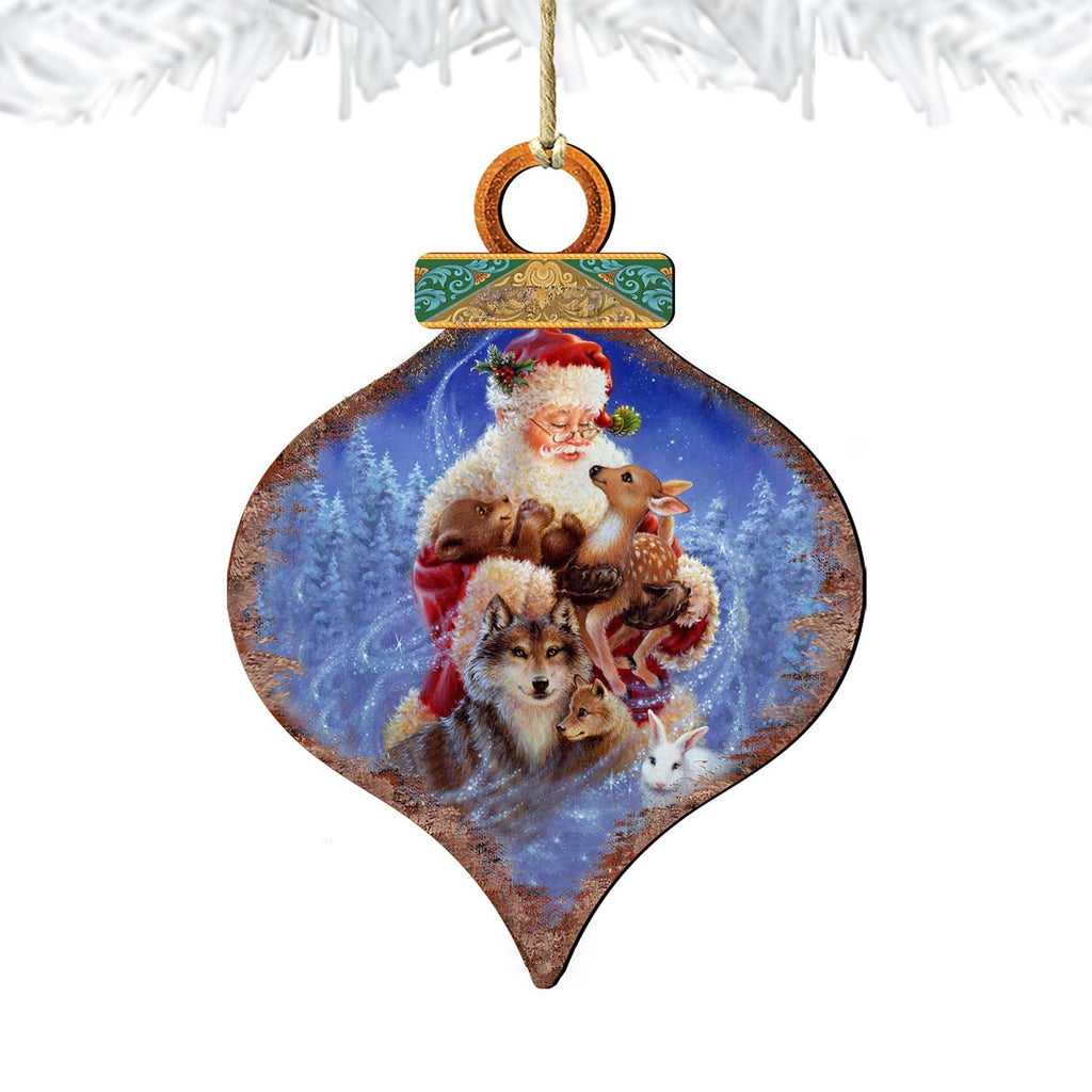 Santa Little Friends Drop Wooden Ornaments by Gelsinger - Christmas Santa Snowman Decor - 8031126-9914