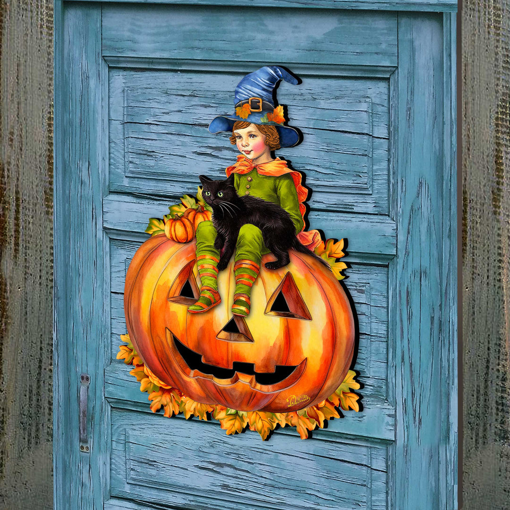 Boy on Pumpkin Holiday Door Decor by G. DeBrekht - Halloween Decor - 8652795H