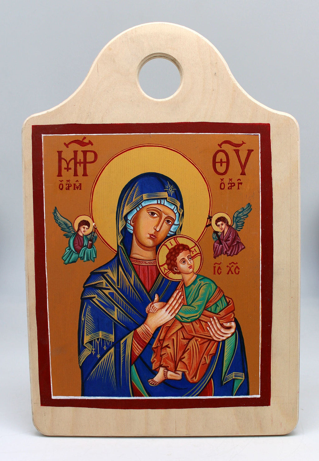 Virgin Mary Directress - Original One-of-a-Kind Orthodox Icon Handpainted on Wood 12 x 8