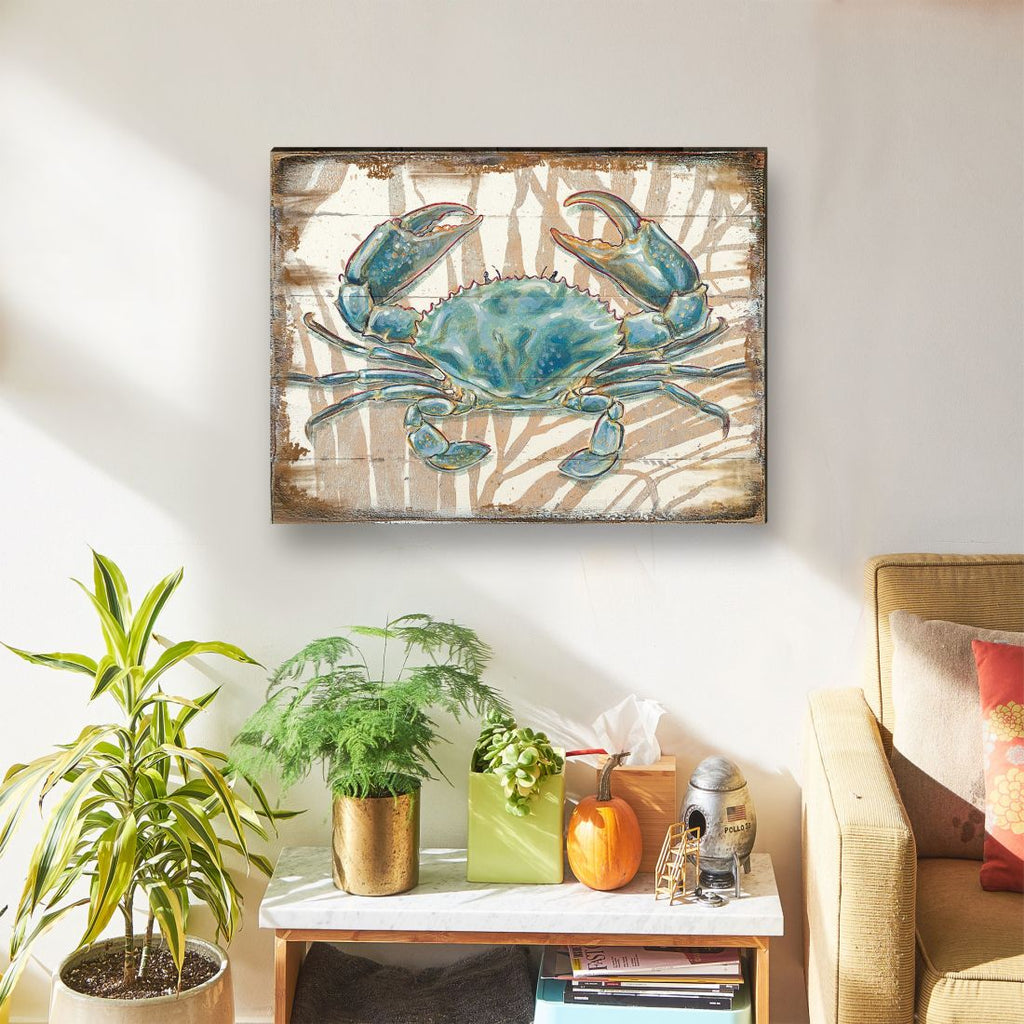 Tangerang Crab Wooden Coastal Wall Art by Nature Wonders - Coastal Sea-Life Decor - 95224-2B