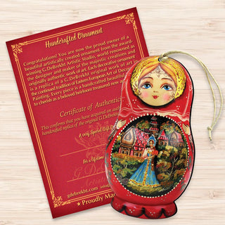 Scarlet Flower Matreshka Wooden Ornaments by G. DeBrekht - Christmas Santa Snowman Decor - 8115103