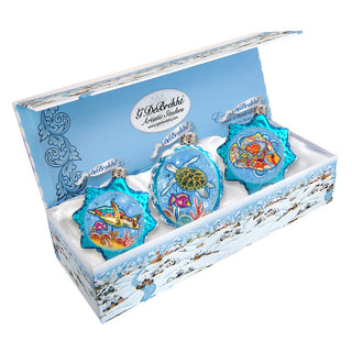 Under the Sea Mercury Glass Ornaments Set of 3 by G. DeBrekht - Coastal Holiday Decor - 770132S3