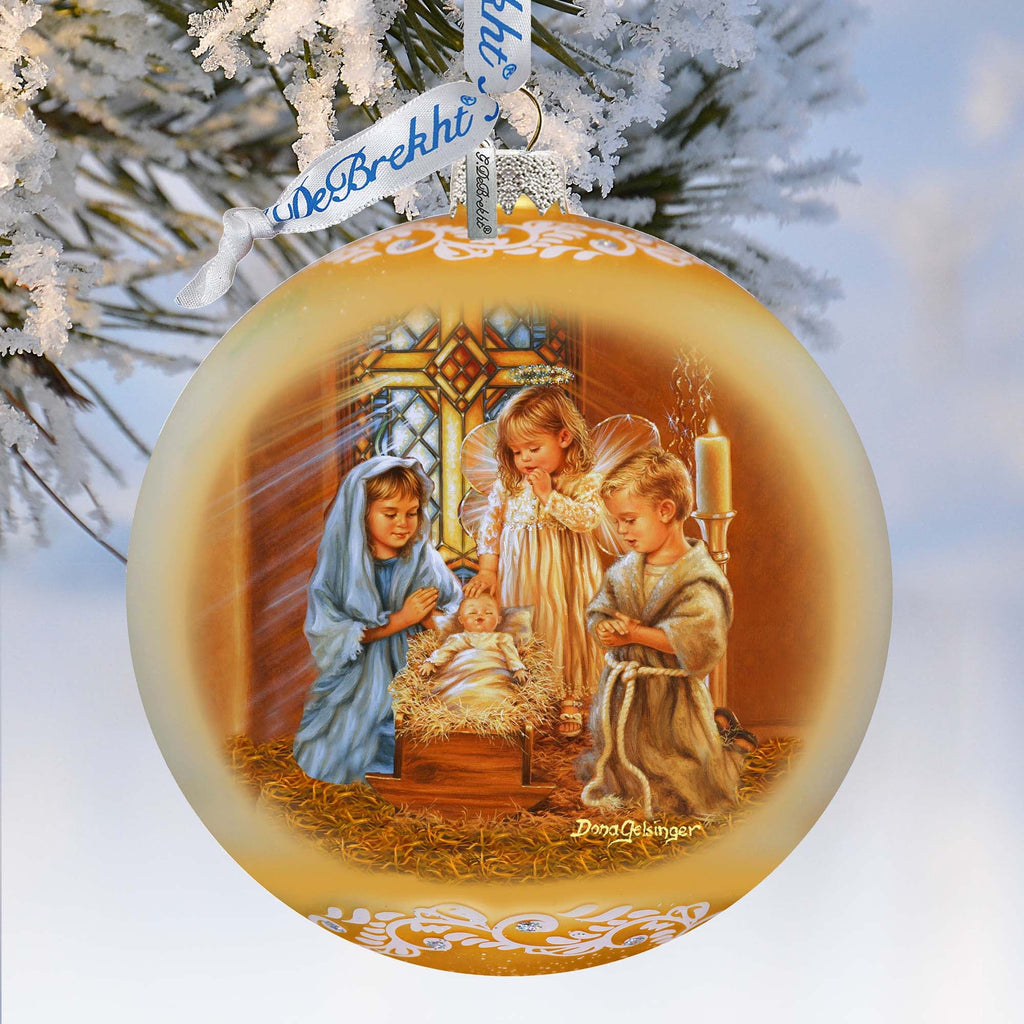 Angels Lullaby Lg Glass Ornament by G.Debrekht - Nativity Holiday Decor - 73940