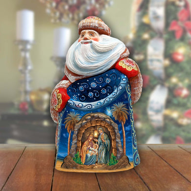 Classic Nativity Santa Hand-Painted WOODCARVED Masterpiece Figurine by G. DeBrekht - Nativity Holiday Decor - 8203021 *** PRE-ORDER - Handmade Just for You! ***