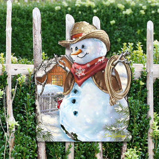 Cowboy Snowman Christmas Door Decor by D. Gelsinger - Christmas Santa Snowman Decor - 8121115H-1541
