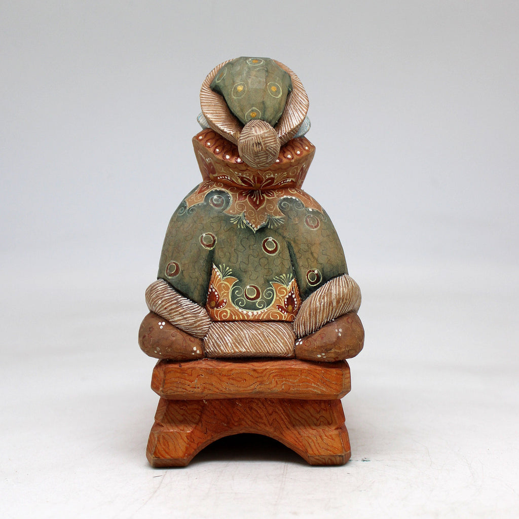 One-of-a-Kind Santa on Sleigh WOODCARVED Figurine 55x45x3 by G. Debrekht Handcrafted and Hand-Painted Collectible