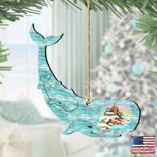 Whale Wooden Ornaments by G. DeBrekht - Coastal Holiday Decor - 8198516