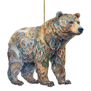 Alaskan Majestic Bear Wooden Ornaments by G.Debrekht - Wildlife Holiday Decor - 8710106-1
