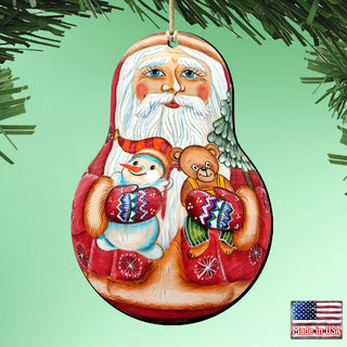 Santa Doll Christmas Wooden Ornaments by G. DeBrekht - Christmas Santa Snowman Decor - 8115011