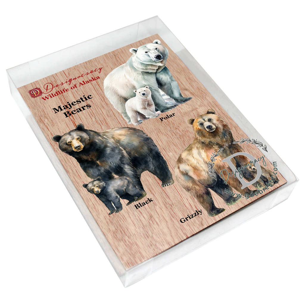 Alaskan Bears Eco Wood Ornaments Set of 3 by G. Debrekht - Wildlife Holiday Decor - 8091320S3