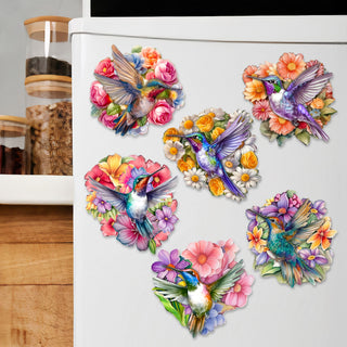 Hummingbirds Decorative Eco Wood Magnets Set of 6 by G. Debrekht - Wildlife Decor - 8090140G-S6