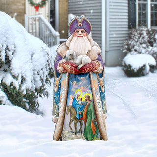 Santa and the Guardian Angels Christmas Outdoor Scene by G. DeBrekht - Christmas Santa Snowman Decor - 811832F