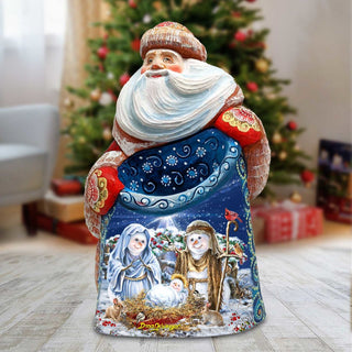 Snow Family Nativity Santa Hand-Painted WOODCARVED Figurine by D. Gelsinger - Nativity Holiday Decor - 242113-DG *** PRE-ORDER - Handmade Just for You! ***