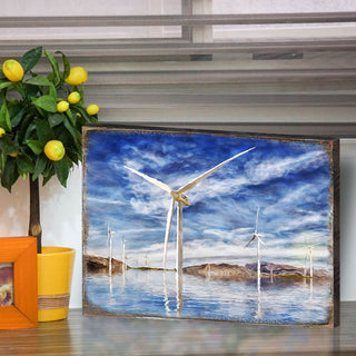 Wind Turbines Wood Wooden Coastal Wall Art by Nature Wonders - Coastal Sea-Life Decor - 95234B