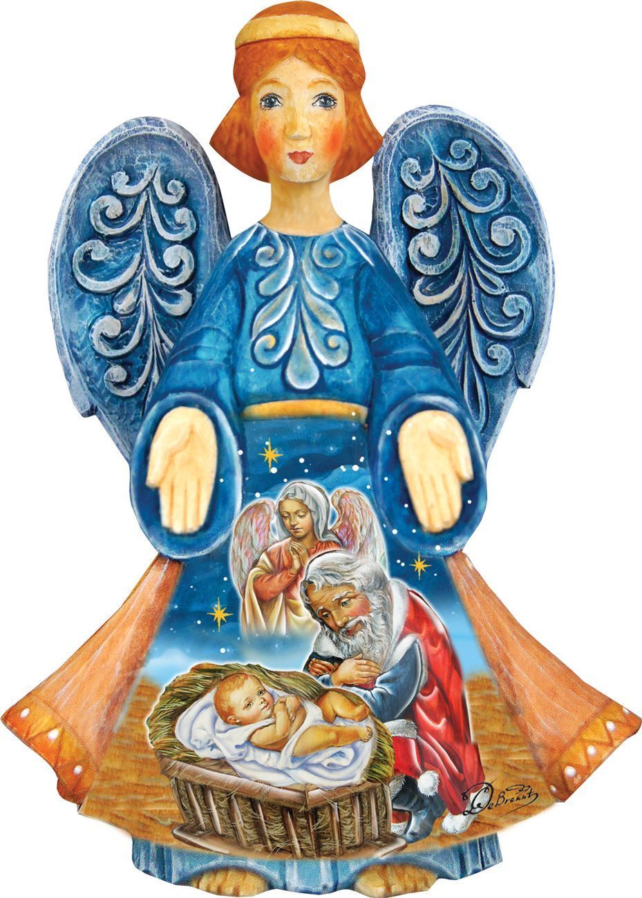 Adoration Angel Handcrafted Christmas Figurine by G. Debrekht - Nativity Holiday Decor - 552727