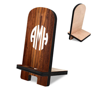 Personalized Cell Phone Stand 3-Letters Monogram Wood Stand Mobile Tablet Holder Charging Station Organizer - 892011P