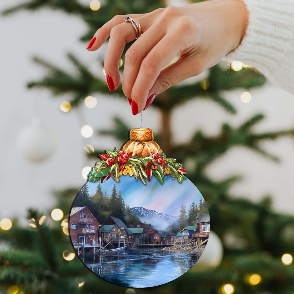 Arctic Mountain Homes Wooden Ornaments by G.Debrekht - Wildlife Holiday Decor - 870014