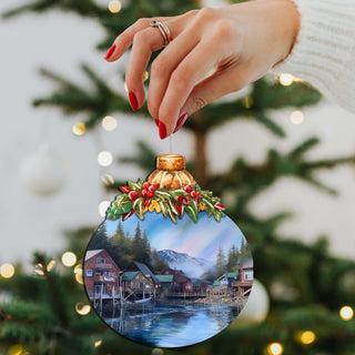 Arctic Mountain Homes Wooden Ornaments by G.Debrekht - Wildlife Holiday Decor - 870014