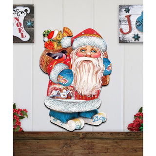 Coming to Town Santa Christmas Door Decor by G. DeBrekht - Christmas Santa Snowman Decor - 8117663H