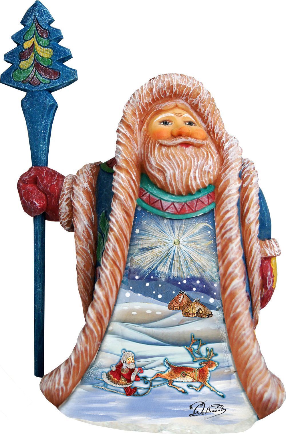 Blue scenic Santa in Alaska Figurine by G. DeBrekht 532312
