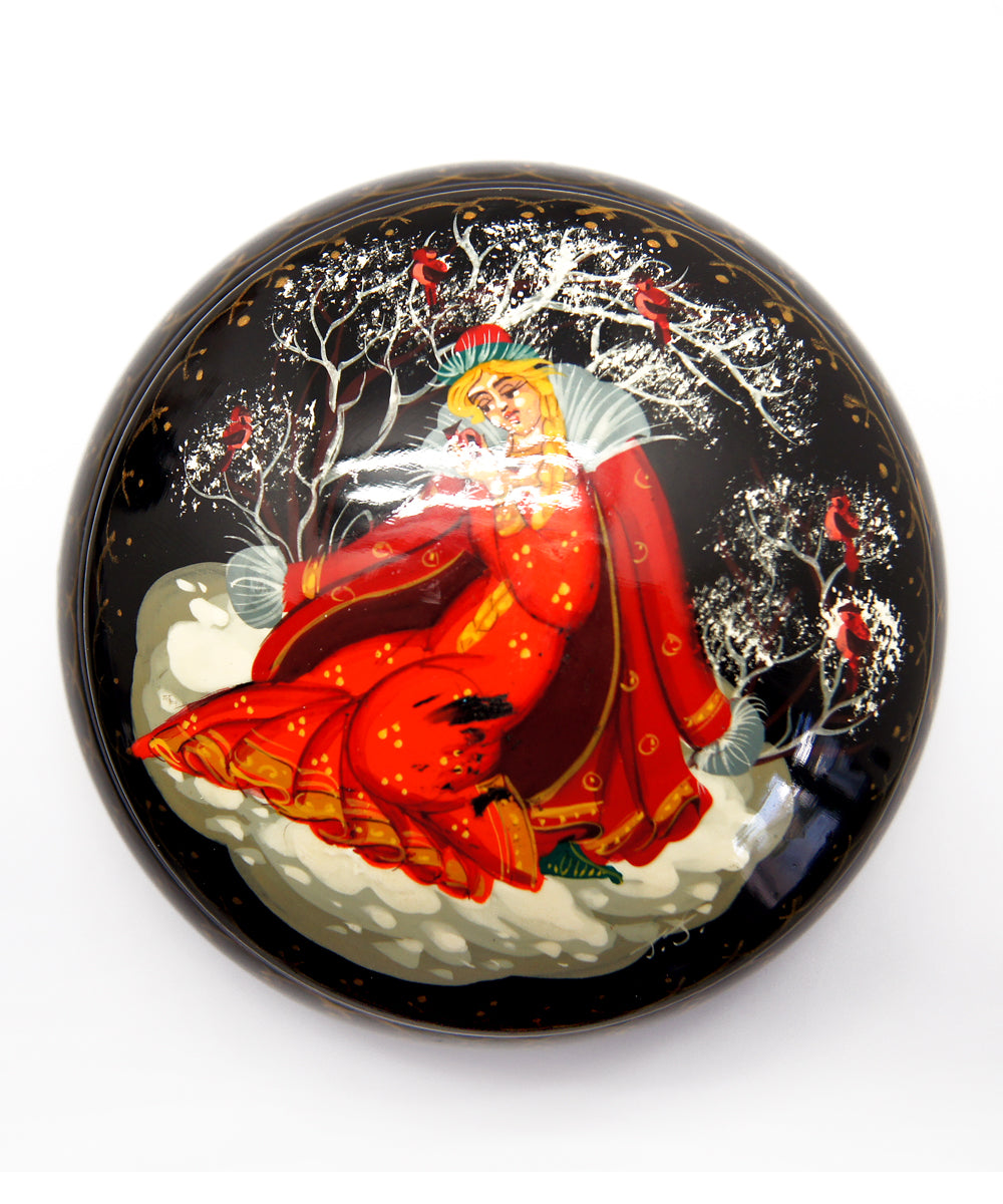 One-of-a-Kind Fairy Tale Hand-Carved and Hand-Painted Lacquer Box by G. Debrekht Unique Handmade Gift
