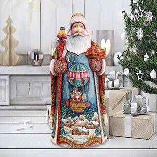 Balloon Ride Santa Hand-Painted WOODCARVED Masterpiece by G. DeBrekht - Christmas Decor - 241140