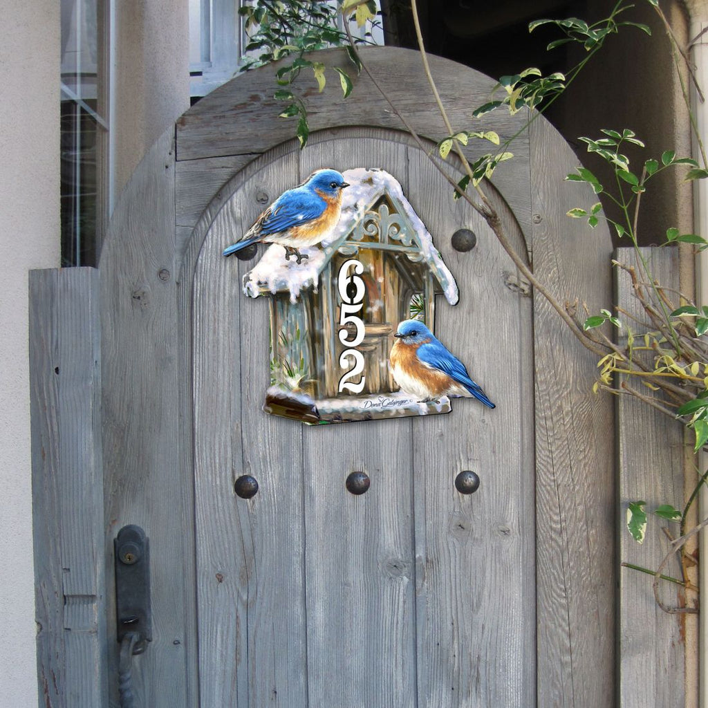 Birds Lover Wooden Personalized House Number Sign by D. Gelsinger - Easter Spring Decor - Handcrafted Wooden Address Sign - MA8461054-1-1533