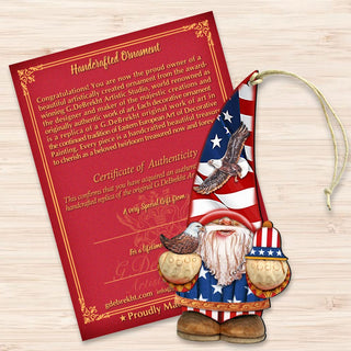 Americana Gnome Dwarf Wooden Ornaments by G. DeBrekht - American Christmas Decor - 8611015