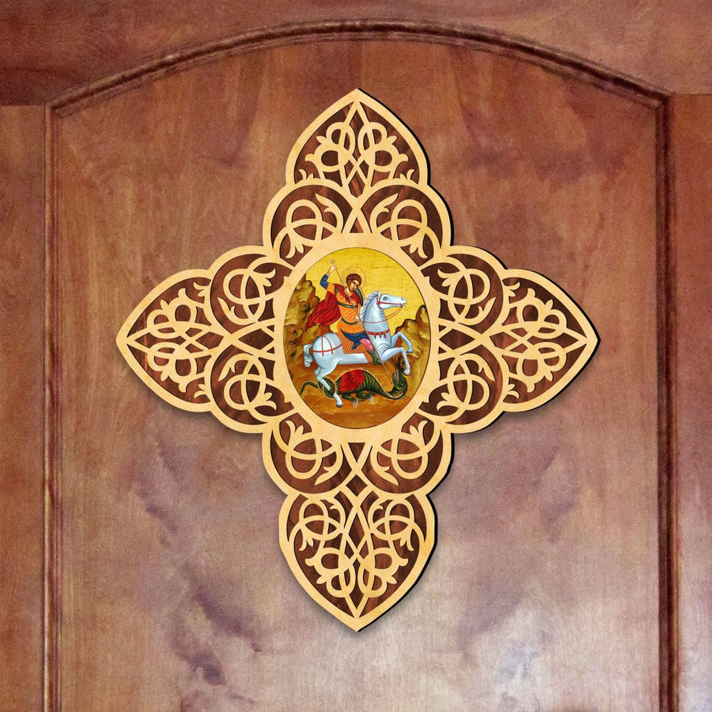 St. George Filigree Wooden Cross by Museum Icons - Inspirational Icon Decor - 88413