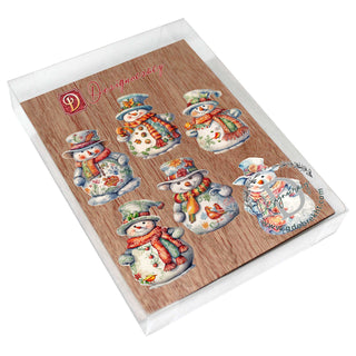 Snowman Clip-On Eco Wood Decorative Ornaments Set of 6 by G. Debrekht - Christmas Decor - 8090023C-S6