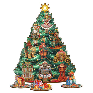 Nutcracker Masquerade Christmas Tree Eco Wood Set by G.DeBrekht Christmas Decor - 8091519