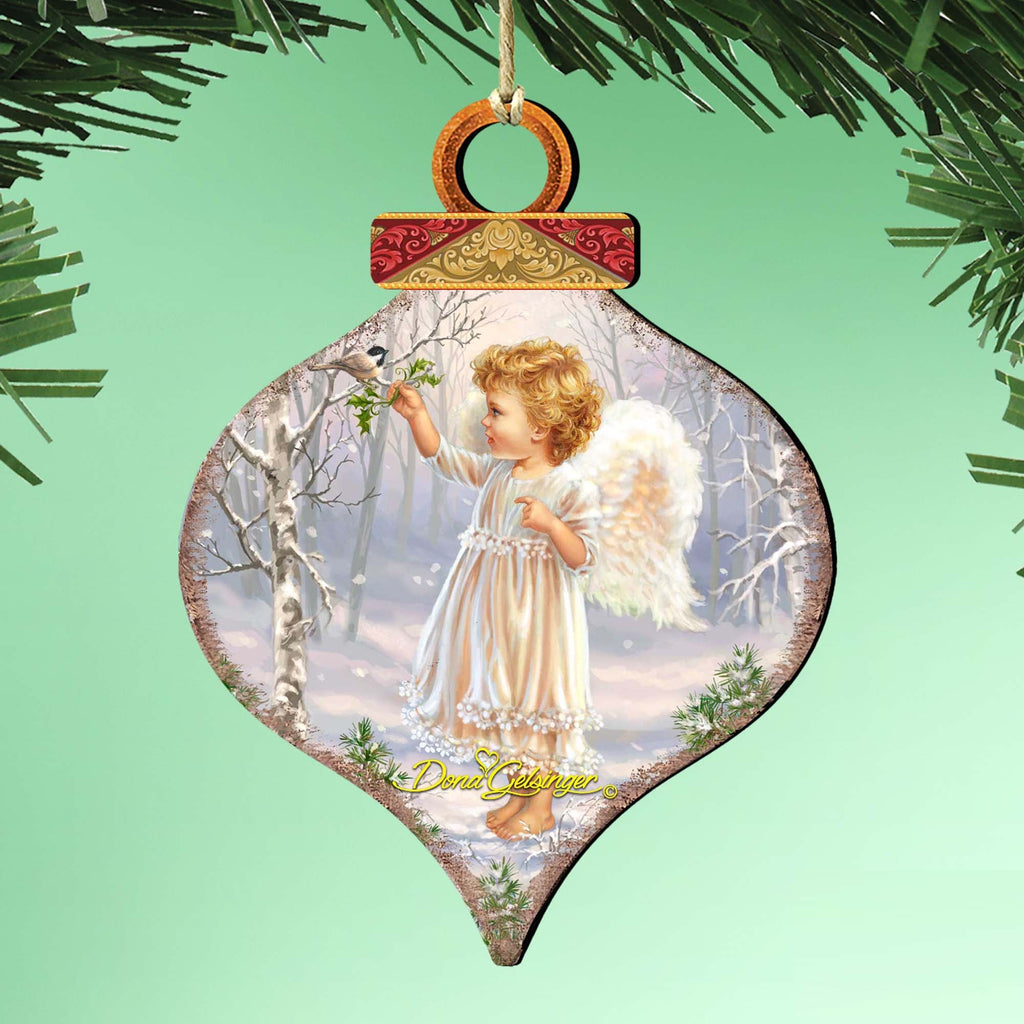 Little Angel Winter Blessings Wooden Ornaments by Gelsinger - Nativity Holiday Decor - 8031117-1427
